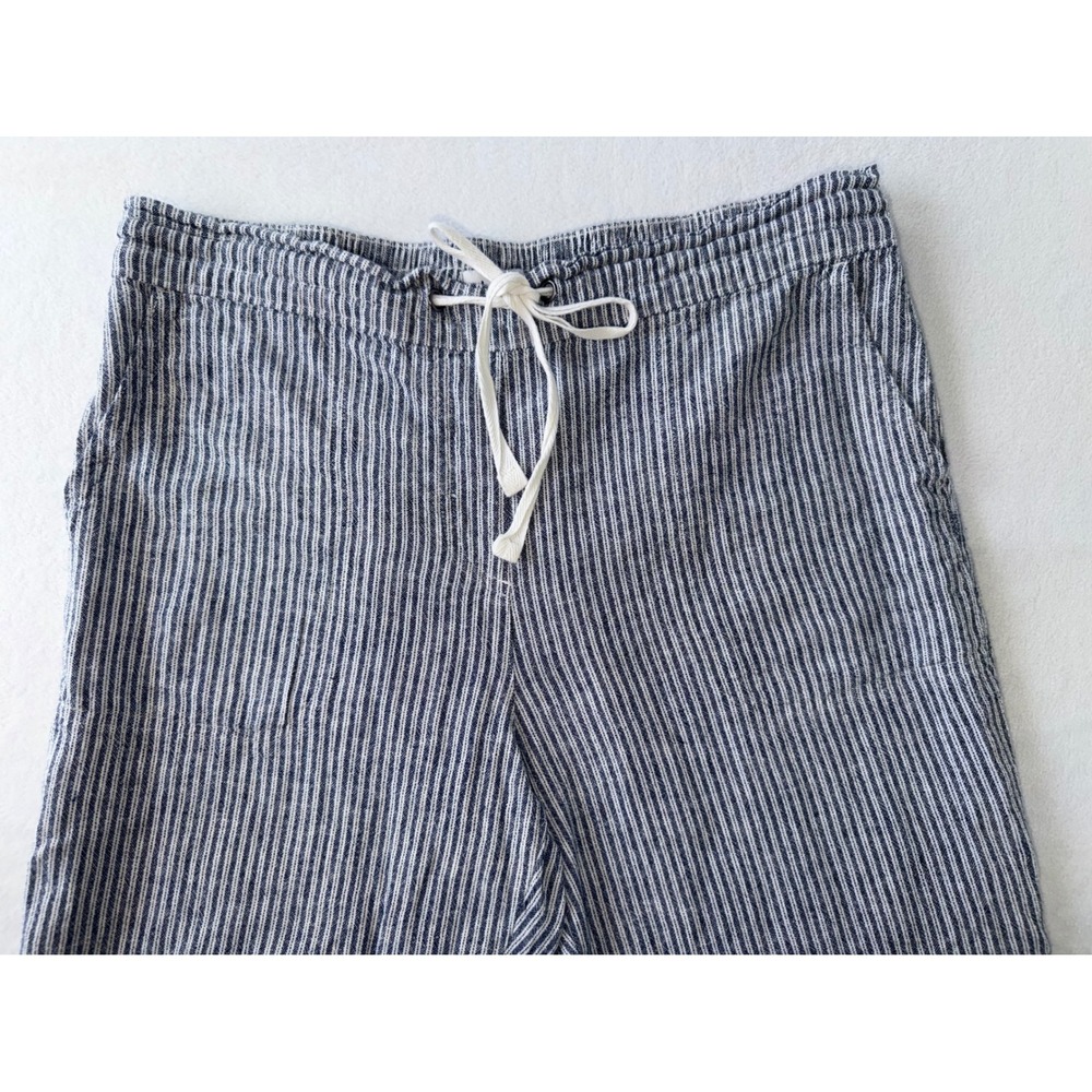 da-sh Blue White Striped Linen Blend Wide Leg Cropped Pants Coastal Size Medium - Picture 3 of 8